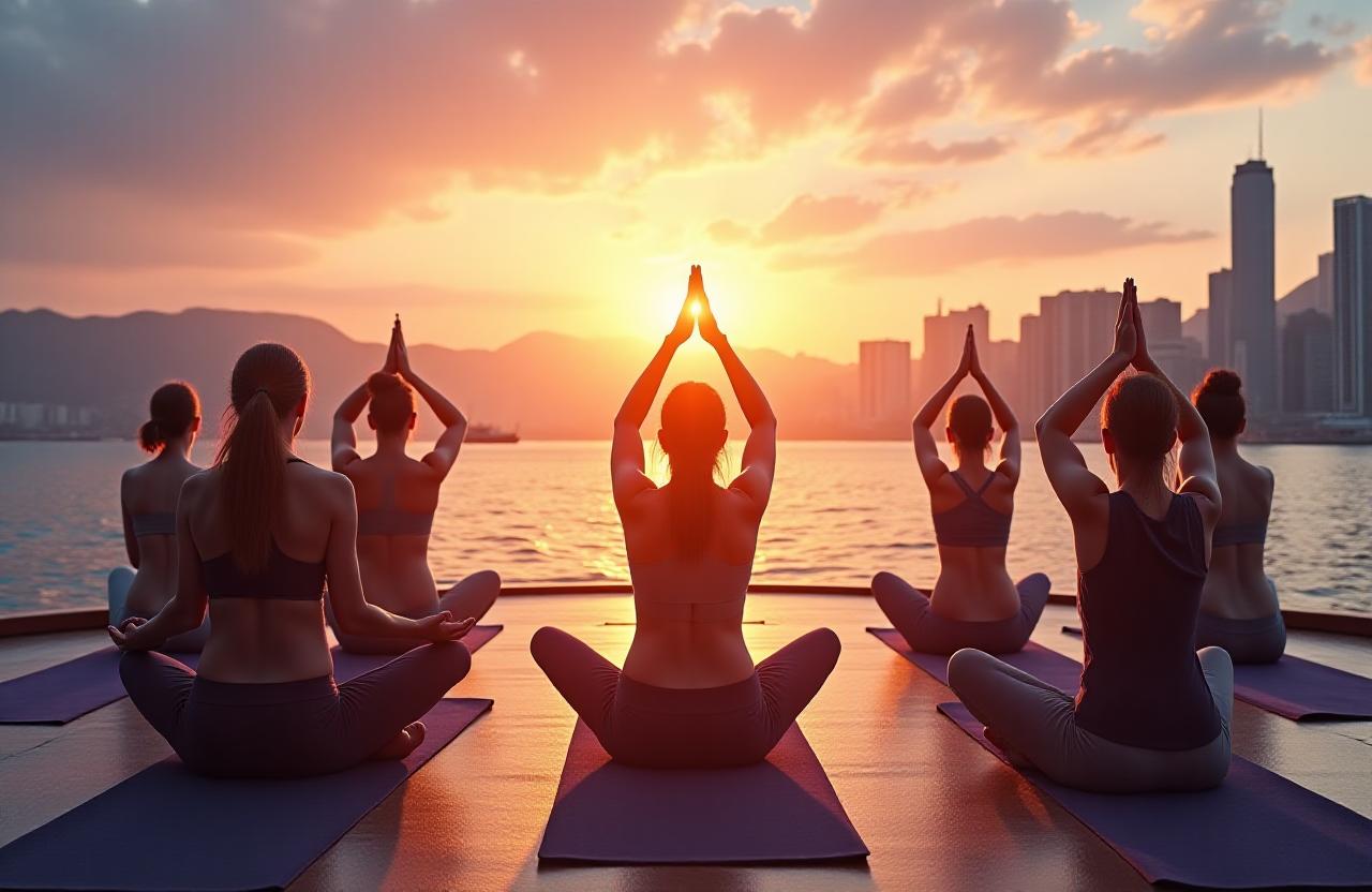 Sunrise yoga cruise on Victoria harbour for wellness tourism